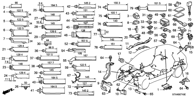 2010 Acura MDX  Clip, Harness Band (164.5MM) (Dark Blue) Diagram for 91542SNA003