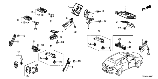 2017 Acura MDX  Clip (Slot 8.5X12) Diagram for 91534TZ5A01