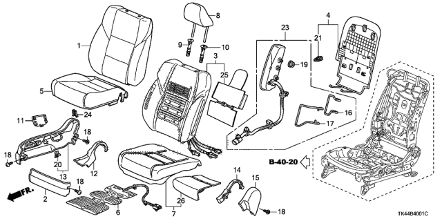 2010 Acura TL Cover, Front Seat-Back (Gray) Diagram for 81129TK4A31ZA