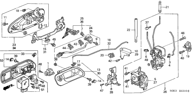 2002 Acura TL  Handle Assembly, Left Front Door (Outer) (Satin Silver Metallic) Diagram for 72180S0KA01ZF