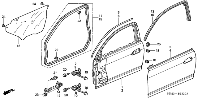 2003 Acura RSX Hinge, Right Front Door (Upper) Diagram for 67410S6M003ZZ