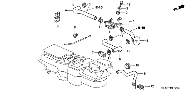 2000 Acura RL Grommet, Heater Pipe Diagram for 79731SH3000