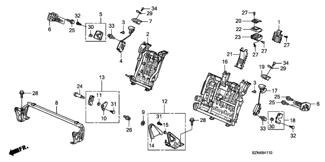 2010 Acura ZDX Striker, Rear Seat-Back Diagram for 82225STKA01