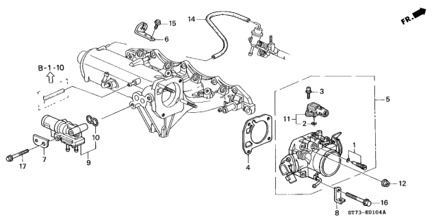 2000 Acura Integra  Gasket, Throttle Body (Nippon Leakless) Diagram for 16176P73004