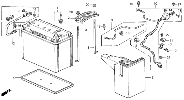1998 Acura Integra Plate, Battery Setting Diagram for 31512SR3000