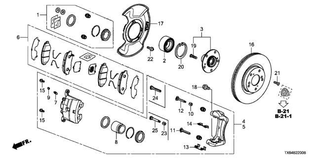 2013 Acura ILX  Clip, Pad Diagram for 45237S9AA01
