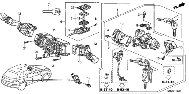 2009 Acura RDX Switch, Steering Diagram for 35130SAAJ51