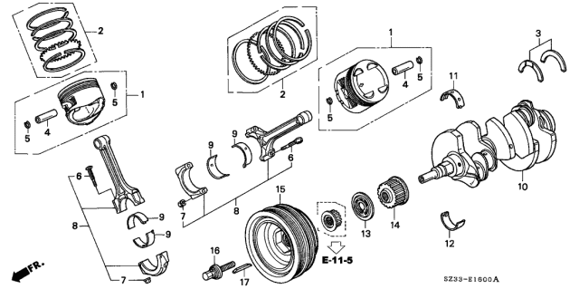 1999 Acura RL Bearing A, Main (Lower) (Black) (Daido) Diagram for 13341P5A003