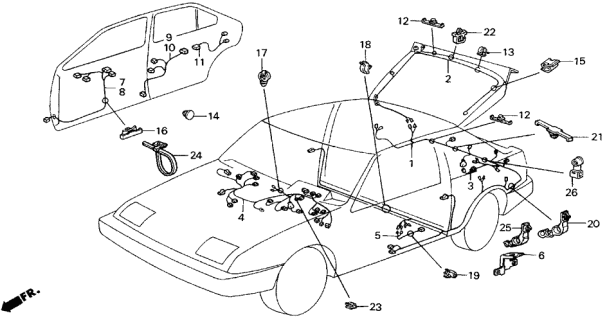 1987 Acura Integra  Clip, Wire Harness (Harness Taping) Diagram for 90677692003