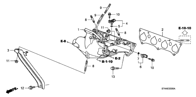 2011 Acura RDX  Stay, Intake Manifold Diagram for 17125RWCA00