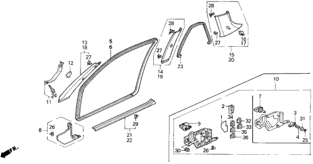 1992 Acura Legend Clip, Pillar Garnish Diagram for 90611SM4013