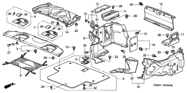 2002 Acura CL  Clip, Door Lining (Star Black) Diagram for 91561SM4013ZX