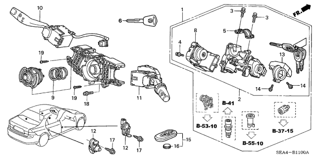 2005 Acura TSX Sensor Assembly, Combination Switch Diagram for 35251SEAJ01