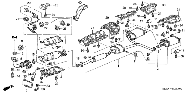 2004 Acura TSX  Rubber, Exhaust Mounting Diagram for 18215S5AA11