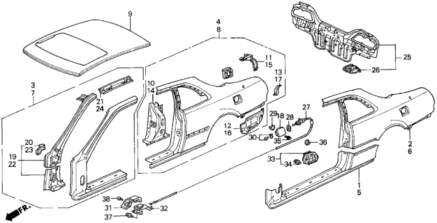 1995 Acura Legend Clip, Rear Air Outlet Diagram for 75451SP0000