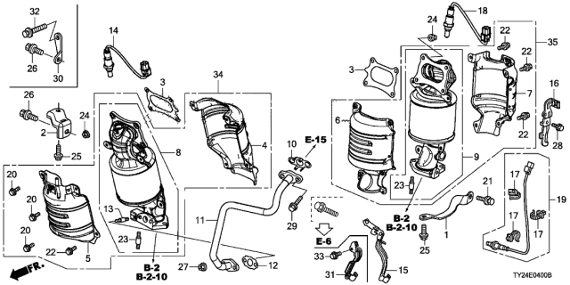 2017 Acura RLX Sensor, Rear Oxygen Diagram for 365425G1A01