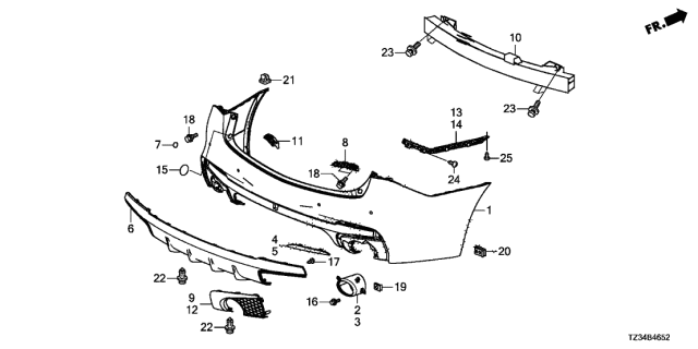 2018 Acura TLX Bracket Right, Rear Bumper Sid Diagram for 71505TZ3A00