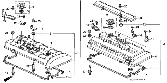 1992 Acura Integra  Gasket, Cylinder Head Cover Diagram for 12341PR4A00