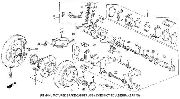 1992 Acura Vigor  Retainer Diagram for 43244SG0003