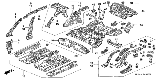 2006 Acura TSX Pillar Set, Left Front (Lower) (Inner) Diagram for 04676SEAG01ZZ
