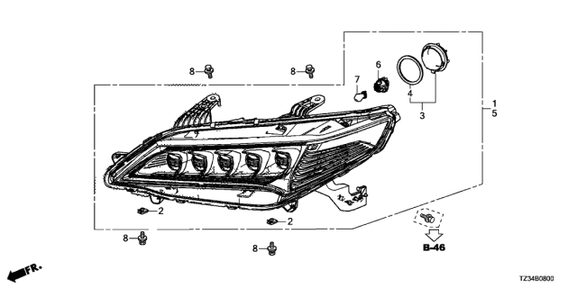 2015 Acura TLX  Bulb, 24W (7450Sv) Diagram for 34906TZ3A01