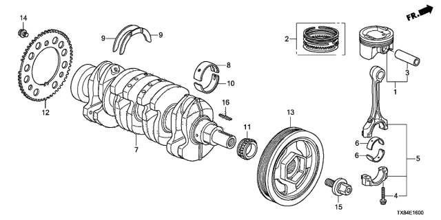2013 Acura ILX Hybrid  Bolt, Connecting Rod Diagram for 13204PWA003