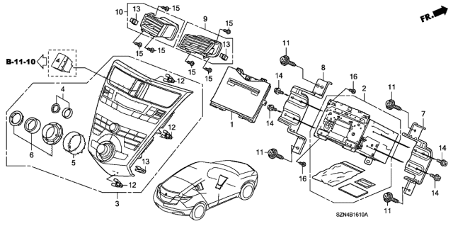 2010 Acura ZDX  Panel Imd Film Diagram for 39011SZNA01