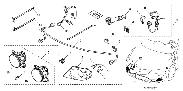 2016 Acura ILX  Fog Light - LED Light (Advance) Diagram for 08V31TX62A0