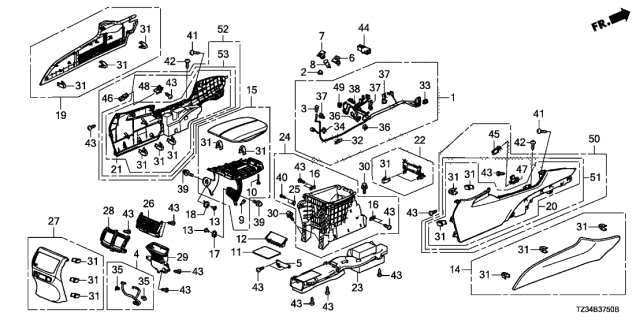 2018 Acura TLX  Duct Assembly, Console Diagram for 83413TZ3A03