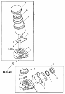 1997 Acura SLX Repair Kit, Brake Master Cylinder Diagram for 8971789130