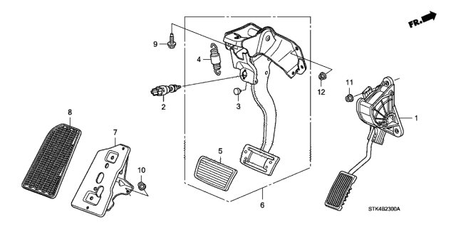 2012 Acura RDX Plate, Footrest Bracket Diagram for 46992STKA81