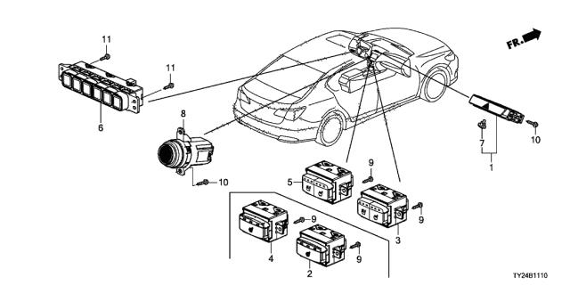 2020 Acura RLX Switch Assembly, Heated Seat & Fan Diagram for 35650TY2A51