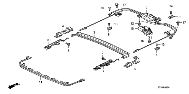 2012 Acura RDX  Motor Assembly, Sunroof Diagram for 70450STKA01