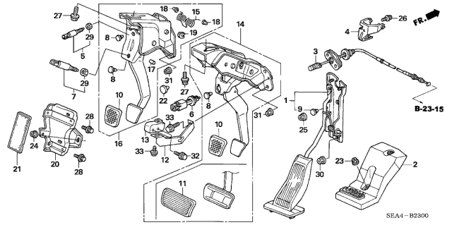 2004 Acura TSX  Pedal, Clutch Diagram for 46910SDAA01