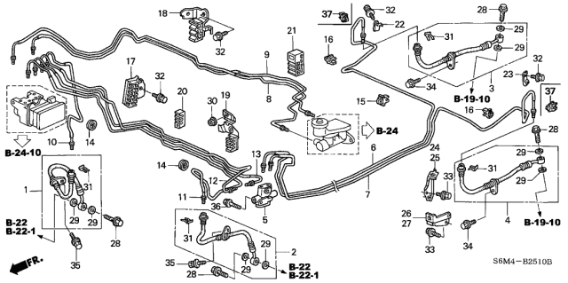 2004 Acura RSX  Clip, Brake Pipe Diagram for 46391S5AJ01