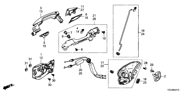 2021 Acura TLX Rod Set, Left Rear Diagram for 72653TGV305