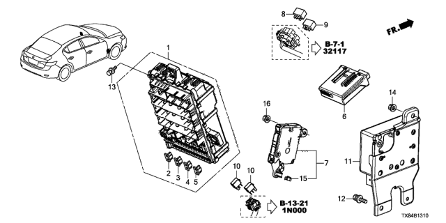 2014 Acura ILX Hybrid  Box Assembly, Fuse Diagram for 38200TX8A02