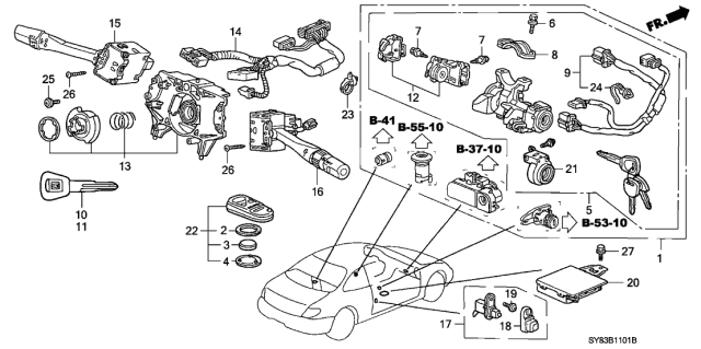 1998 Acura CL Switch, Steering Diagram for 35130S0A003