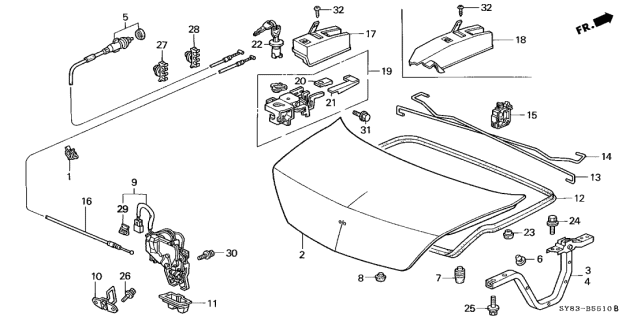 1999 Acura CL Lid, Trunk Diagram for 68500SY8A00ZZ