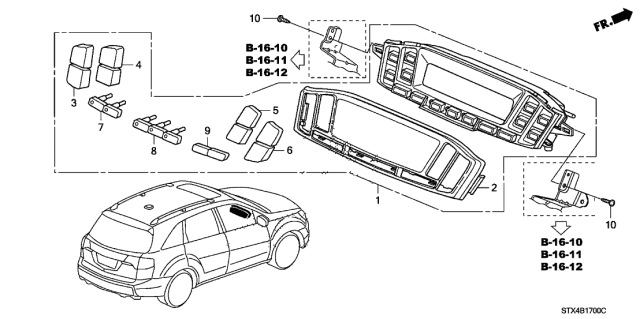 2008 Acura MDX Knob Set E (Graphite Black) Diagram for 79606STXA41ZA