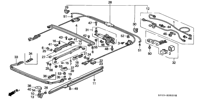 1993 Acura Legend  Stopper, Glass Stay Diagram for 70334SP0003