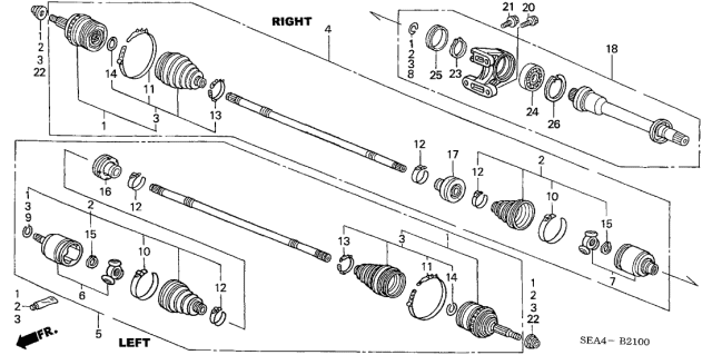 2005 Acura TSX  Driveshaft Assembly, Driver Side Diagram for 44306SEAN00