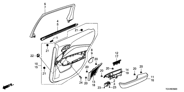 2021 Acura TLX Garnish, Left Rear Diagram for 72982TGVA01