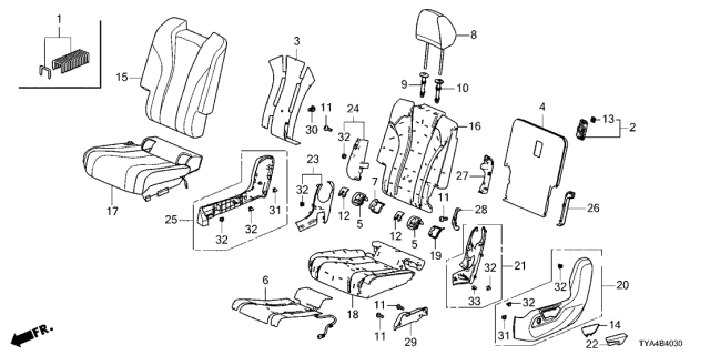 2022 Acura MDX  Pad Complete L, Middle Back Diagram for 81727TYAA21