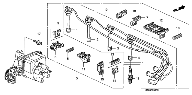 1994 Acura Integra Spark Plug (Zfr5F-11) (Ngk) Diagram for 980795514G