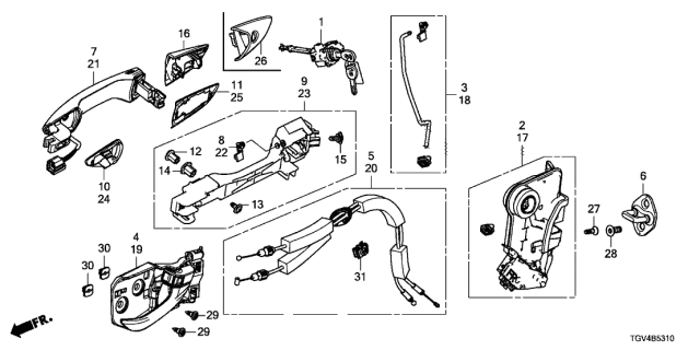 2021 Acura TLX  Latch Assembly, Right Front Diagram for 72110TVAA01