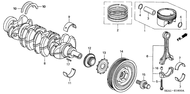 2005 Acura TSX  Plate, Crank Pulser Diagram for 13622PNA003