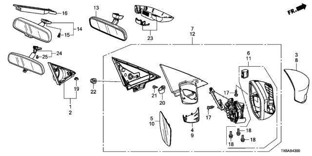 2019 Acura ILX Set Driver Side Diagram for 76258TV9A31