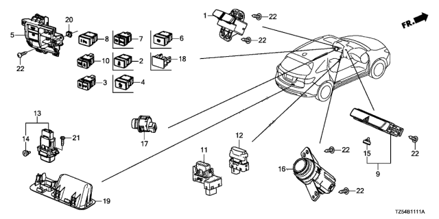 2019 Acura MDX  Switch Assembly, Hazard Diagram for 35510TY3J01