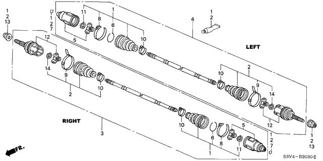 2004 Acura MDX Driveshaft Assembly, Passenger Side Diagram for 42310S3VA62